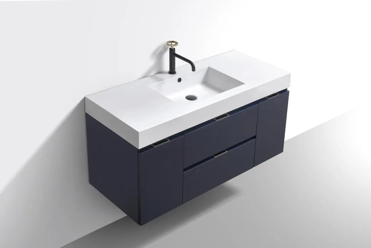 Kube Bath Bliss 48″ Blue Wall Mount Single Sink Modern Bathroom Vanity - Plumbing Market