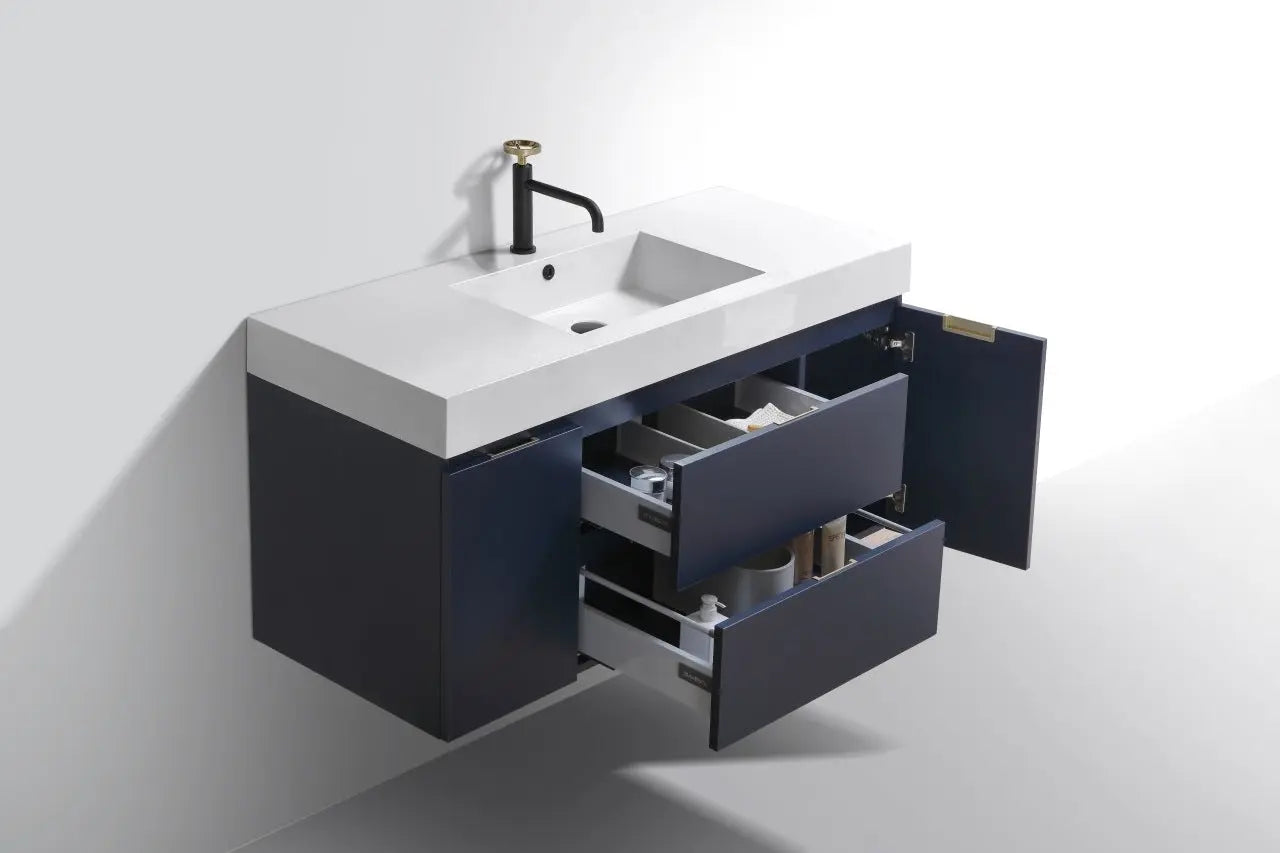 Kube Bath Bliss 48″ Blue Wall Mount Single Sink Modern Bathroom Vanity - Plumbing Market