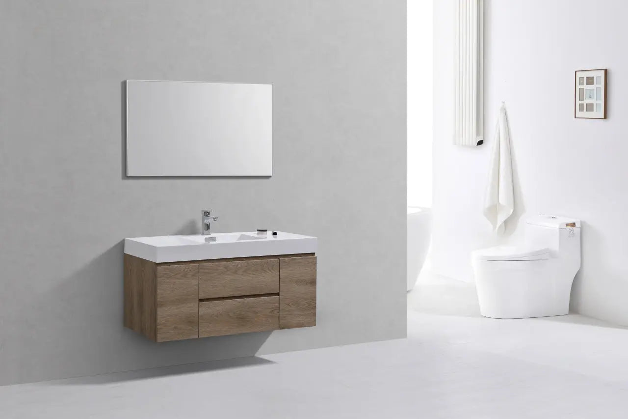 Kube Bath Bliss 48″ Butternut Wall Mount Single Sink Modern Bathroom Vanity - Plumbing Market