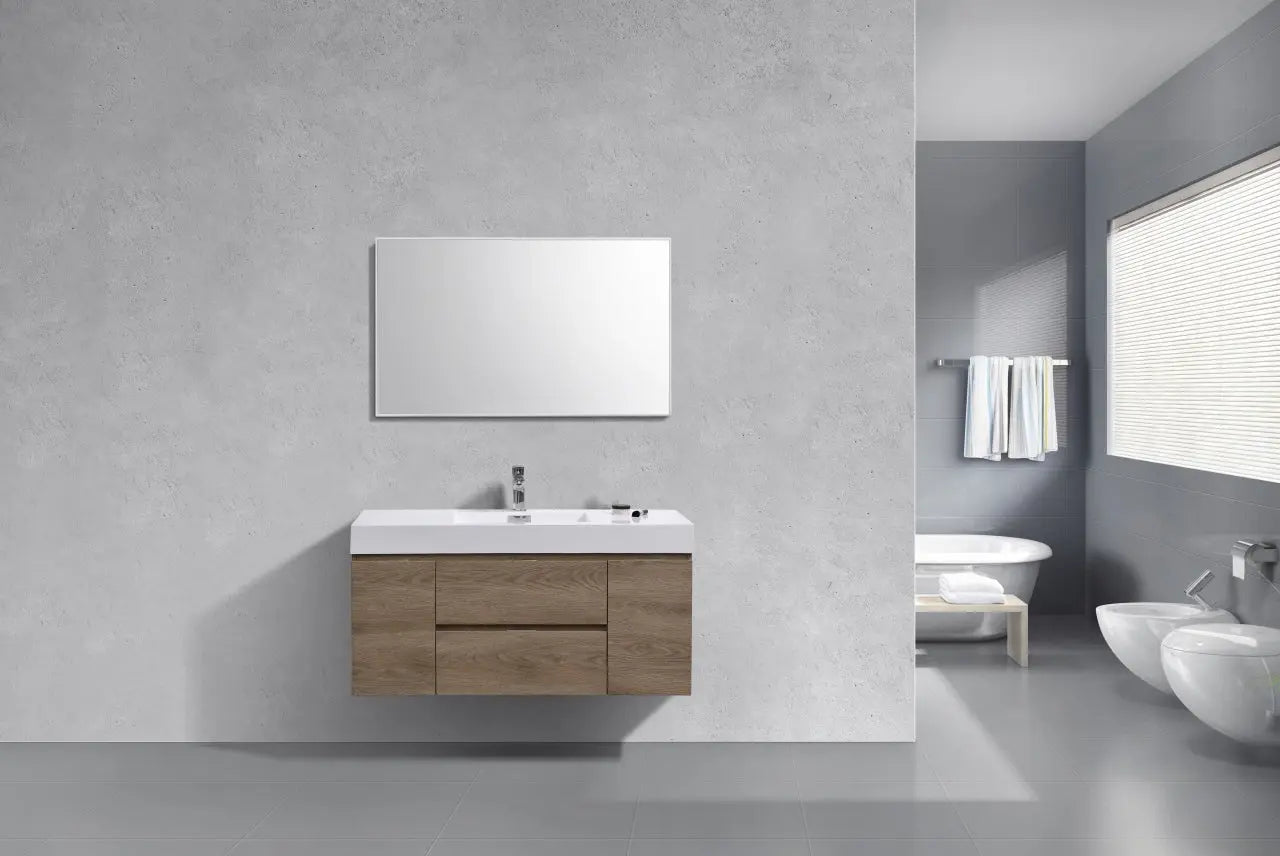 Kube Bath Bliss 48″ Butternut Wall Mount Single Sink Modern Bathroom Vanity - Plumbing Market