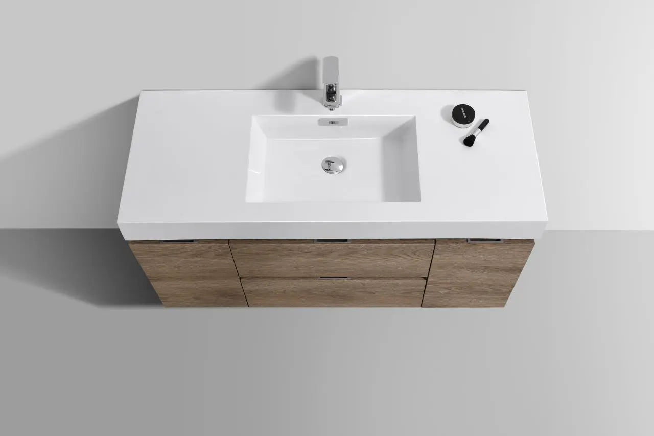 Kube Bath Bliss 48″ Butternut Wall Mount Single Sink Modern Bathroom Vanity - Plumbing Market