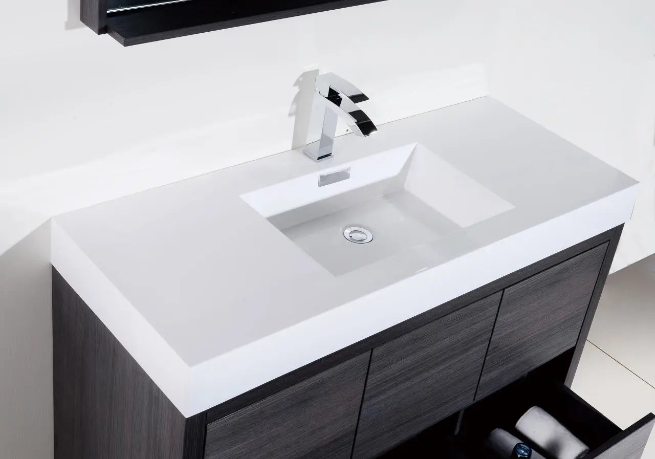 Kube Bath Bliss 48″ Gray Oak Free Standing Modern Bathroom Vanity - Plumbing Market