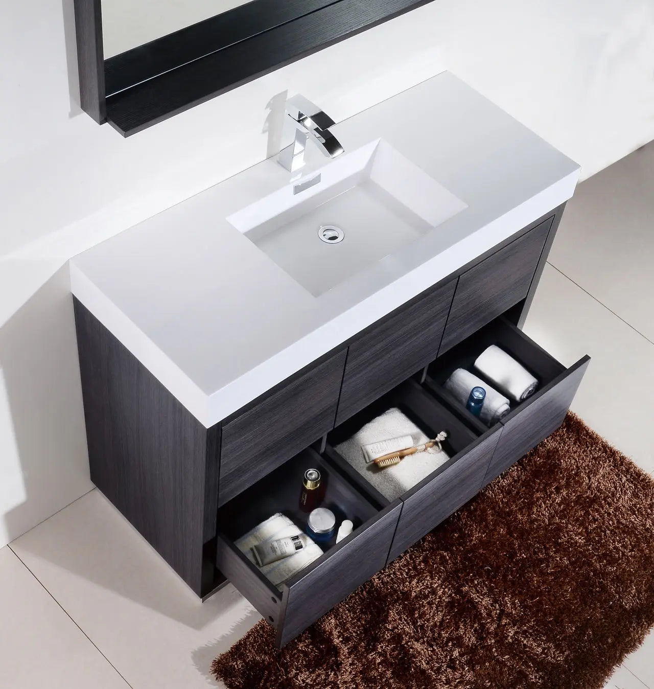 Kube Bath Bliss 48″ Gray Oak Free Standing Modern Bathroom Vanity - Plumbing Market