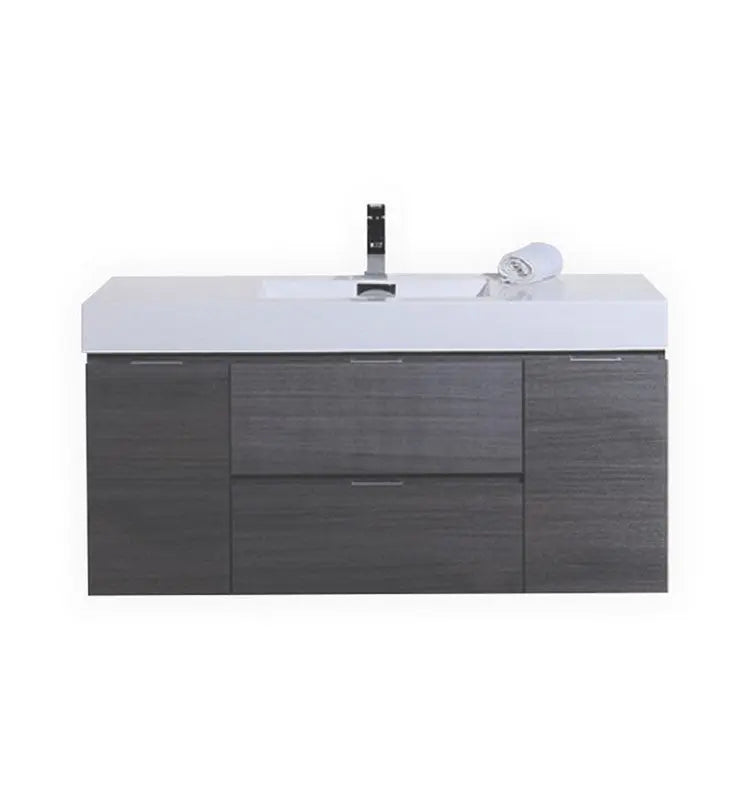 Kube Bath Bliss 48″ Gray Oak Wall Mount Single Sink Modern Bathroom Vanity - Plumbing Market