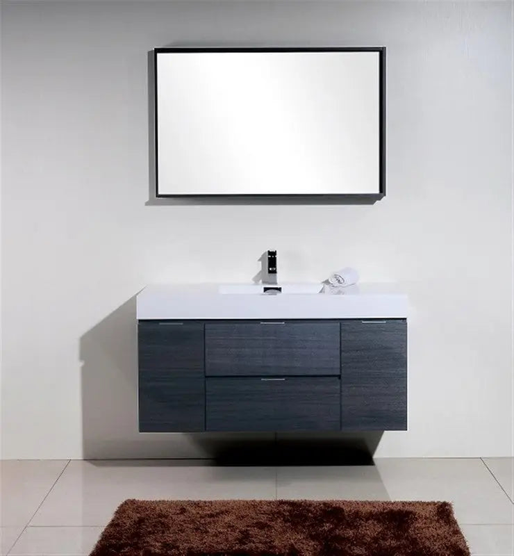 Kube Bath Bliss 48″ Gray Oak Wall Mount Single Sink Modern Bathroom Vanity - Plumbing Market