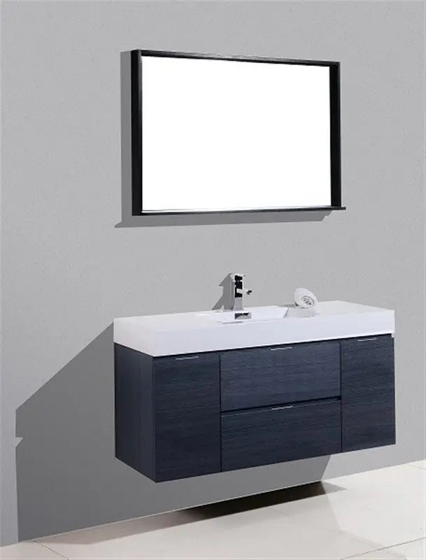 Kube Bath Bliss 48″ Gray Oak Wall Mount Single Sink Modern Bathroom Vanity - Plumbing Market