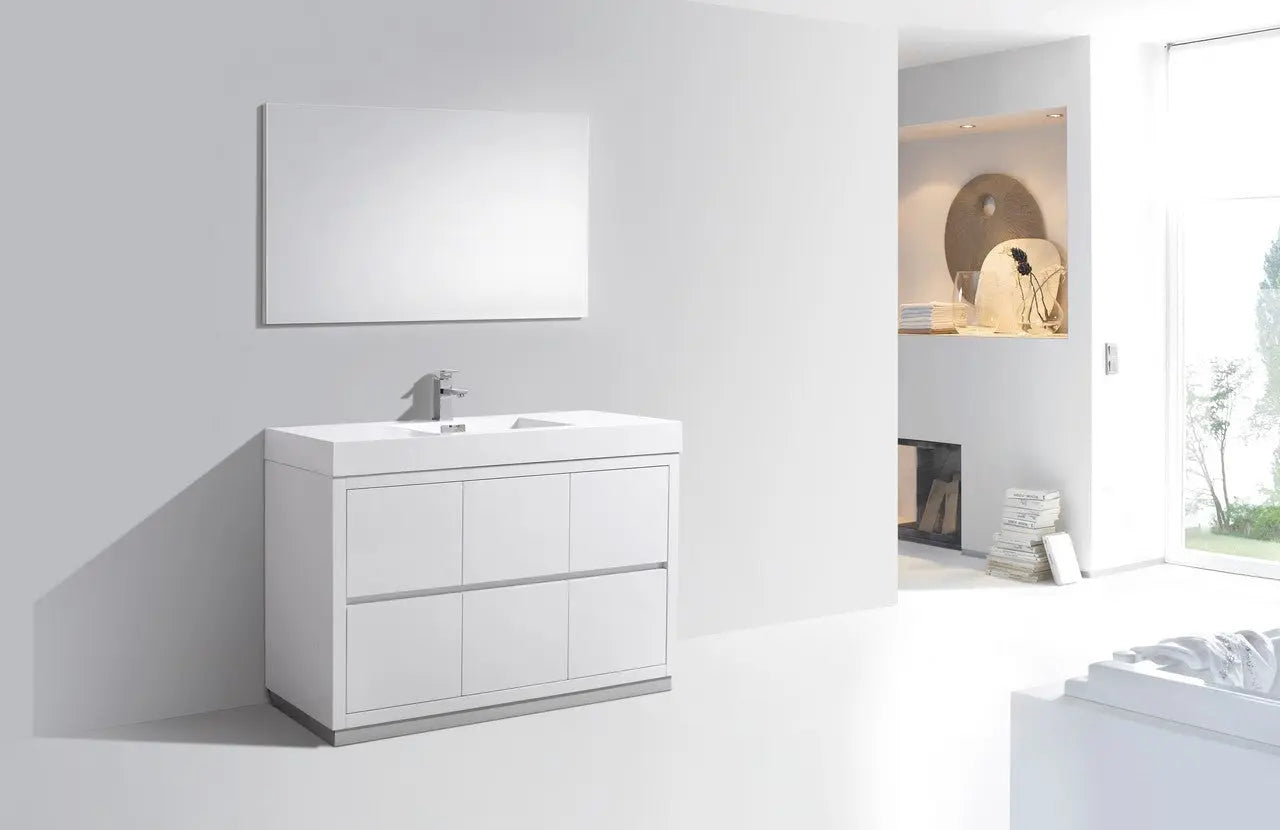 Kube Bath Bliss 48″ High Gloss White Free Standing Modern Bathroom Vanity - Plumbing Market