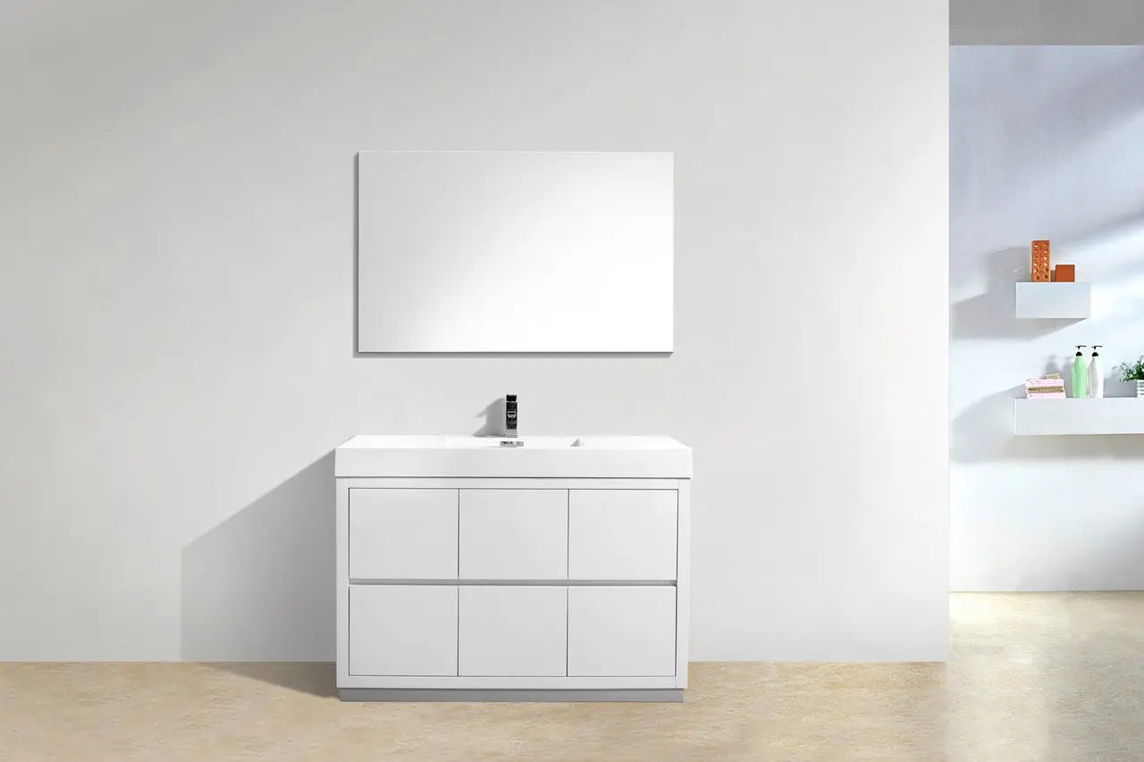Kube Bath Bliss 48″ High Gloss White Free Standing Modern Bathroom Vanity - Plumbing Market
