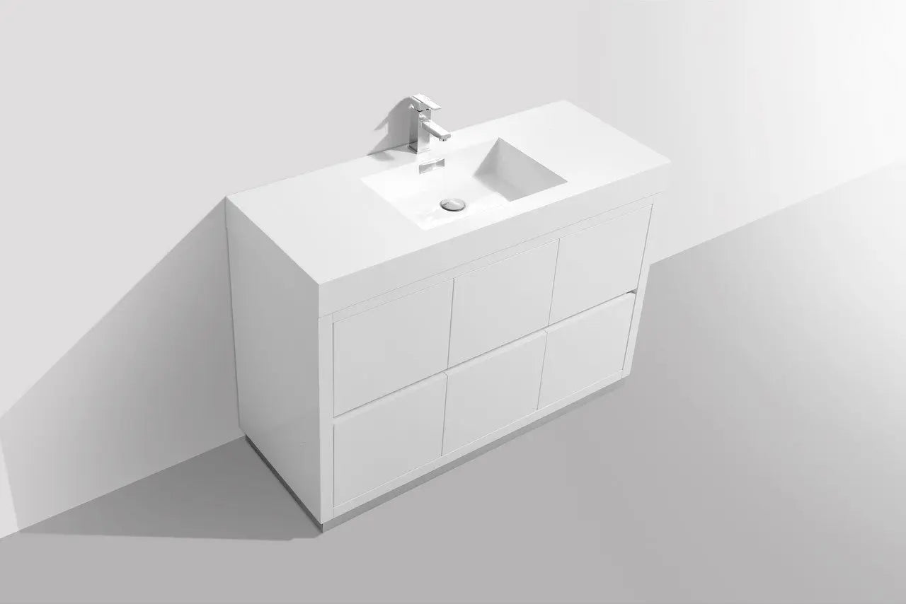 Kube Bath Bliss 48″ High Gloss White Free Standing Modern Bathroom Vanity - Plumbing Market
