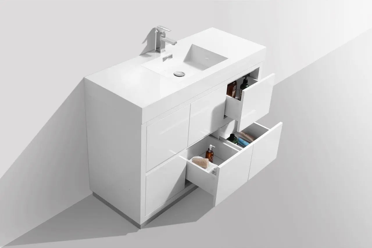Kube Bath Bliss 48″ High Gloss White Free Standing Modern Bathroom Vanity - Plumbing Market