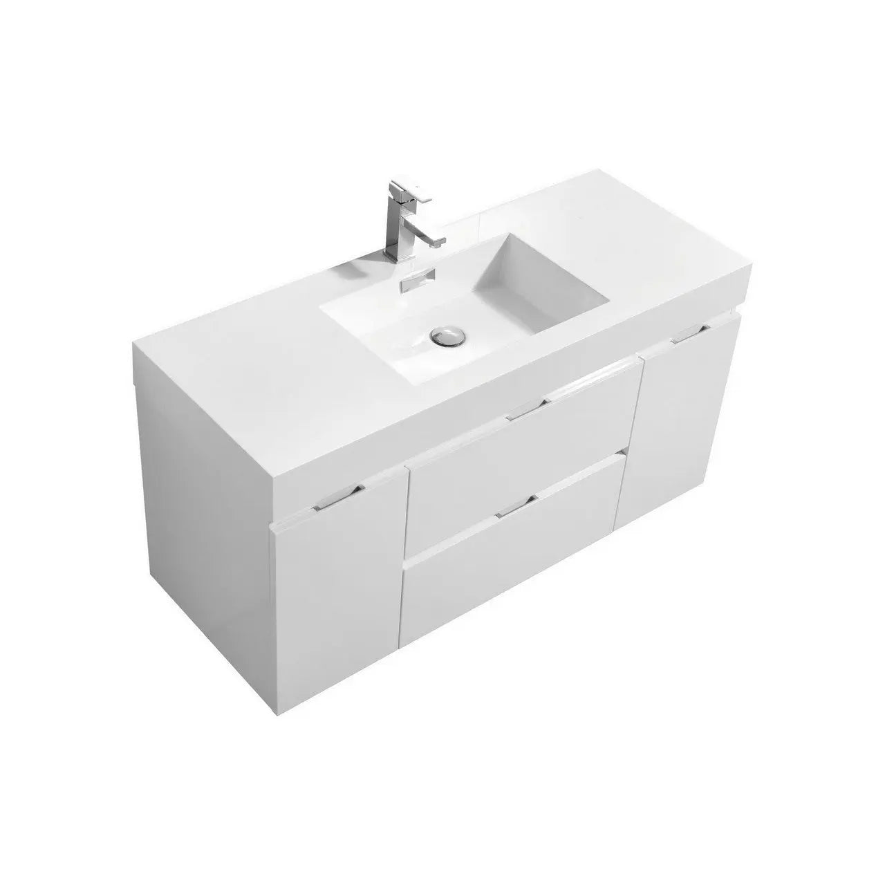 Kube Bath Bliss 48″ High Gloss White Wall Mount Modern Bathroom Vanity - Plumbing Market