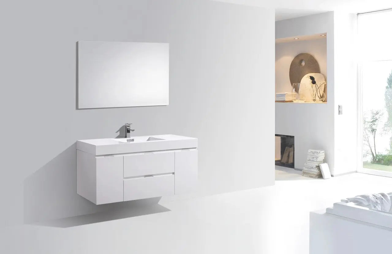 Kube Bath Bliss 48″ High Gloss White Wall Mount Modern Bathroom Vanity - Plumbing Market