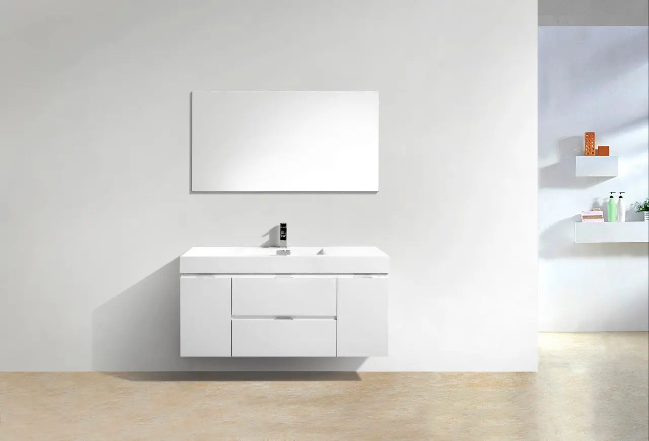 Kube Bath Bliss 48″ High Gloss White Wall Mount Modern Bathroom Vanity - Plumbing Market