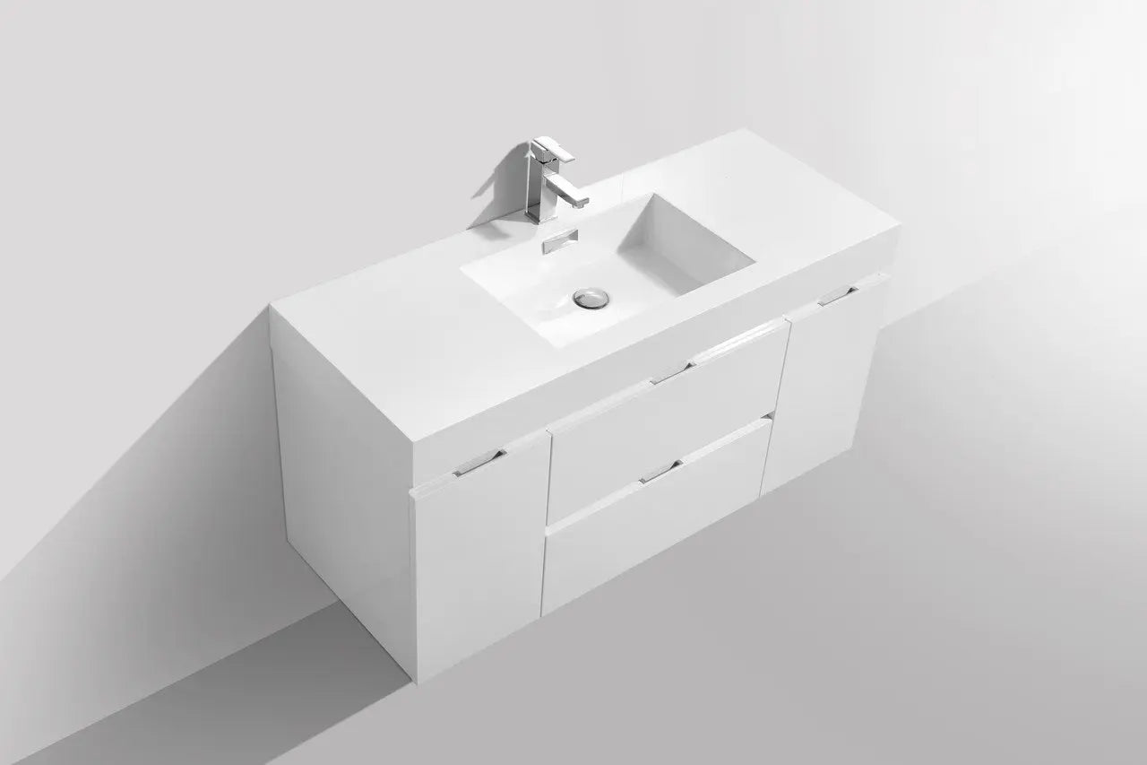 Kube Bath Bliss 48″ High Gloss White Wall Mount Modern Bathroom Vanity - Plumbing Market
