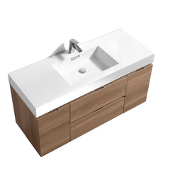 Kube Bath Bliss 48″ Honey Oak Wall Mount Single Sink Modern Bathroom Vanity - Plumbing Market