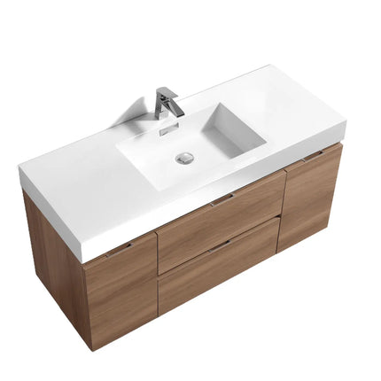 Kube Bath Bliss 48″ Honey Oak Wall Mount Single Sink Modern Bathroom Vanity - Plumbing Market