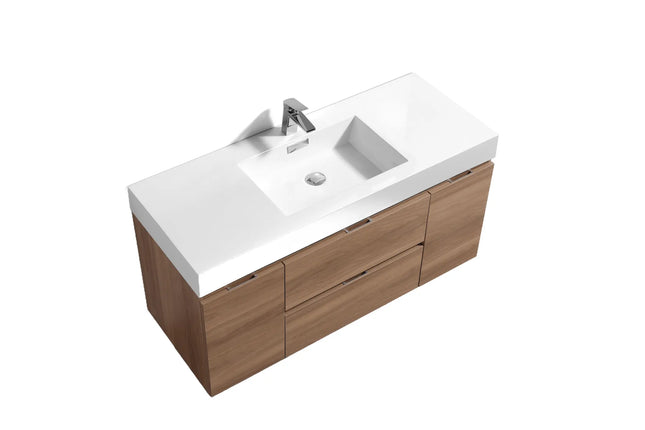 Kube Bath Bliss 48″ Honey Oak Wall Mount Single Sink Modern Bathroom Vanity - Plumbing Market