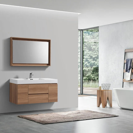Kube Bath Bliss 48″ Honey Oak Wall Mount Single Sink Modern Bathroom Vanity - Plumbing Market