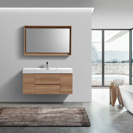 Kube Bath Bliss 48″ Honey Oak Wall Mount Single Sink Modern Bathroom Vanity - Plumbing Market