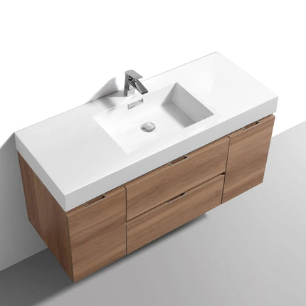 Kube Bath Bliss 48″ Honey Oak Wall Mount Single Sink Modern Bathroom Vanity - Plumbing Market