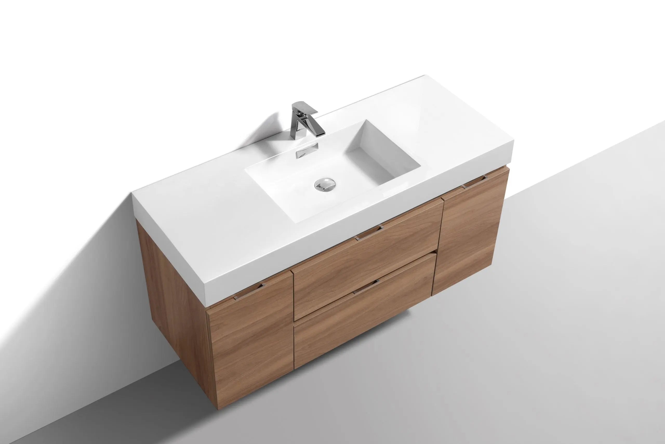 Kube Bath Bliss 48″ Honey Oak Wall Mount Single Sink Modern Bathroom Vanity - Plumbing Market