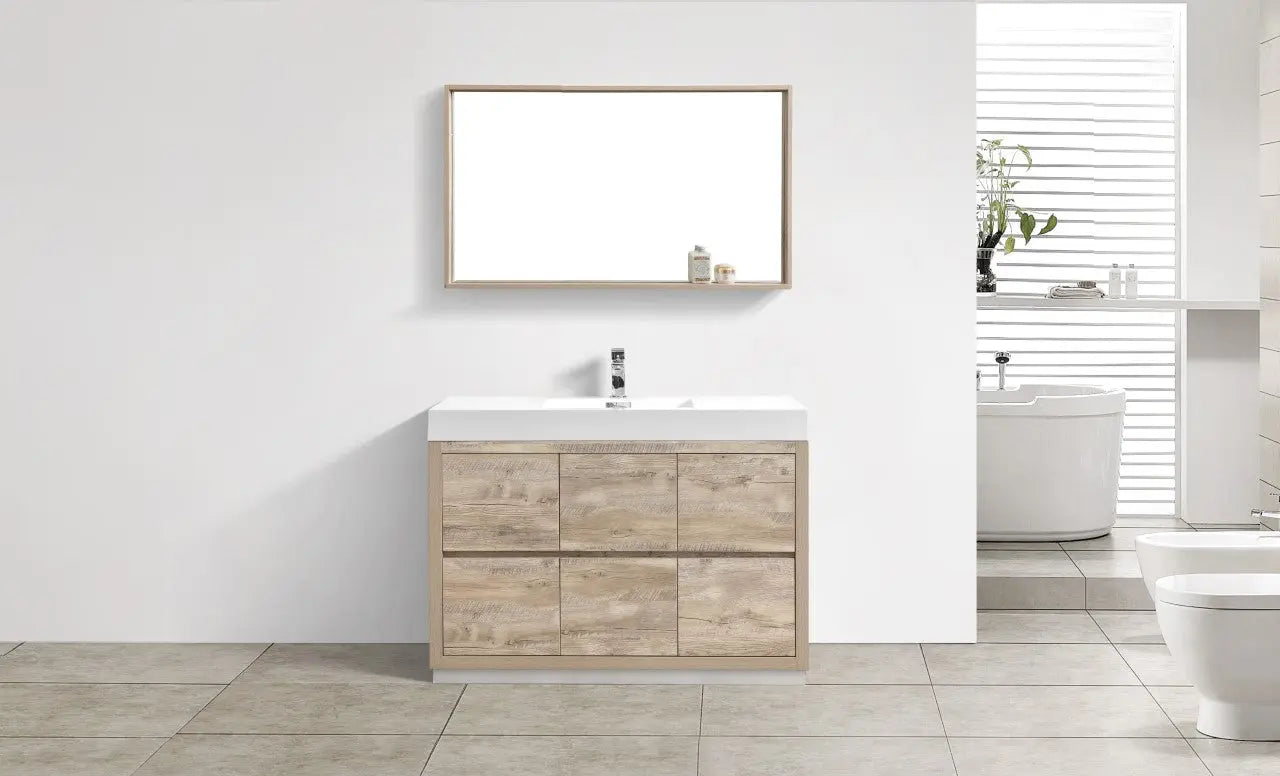 Kube Bath Bliss 48″ Nature Wood Floor Mount Modern Bathroom Vanity - Plumbing Market