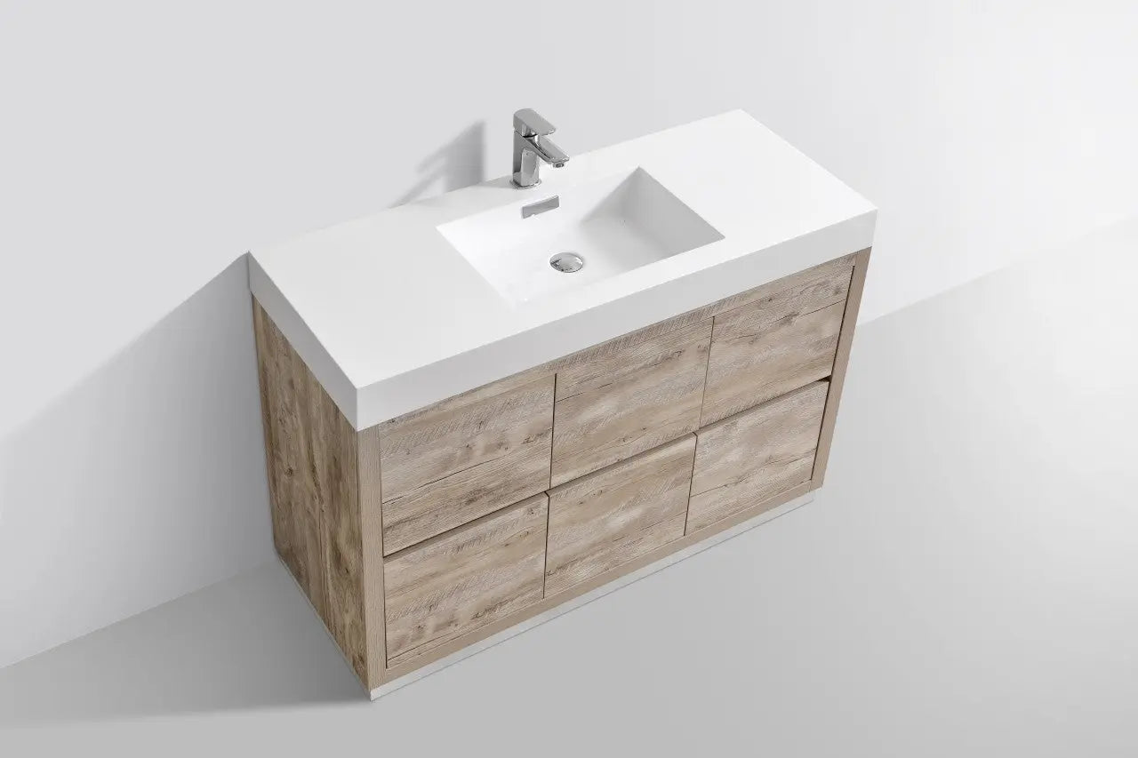 Kube Bath Bliss 48″ Nature Wood Floor Mount Modern Bathroom Vanity - Plumbing Market