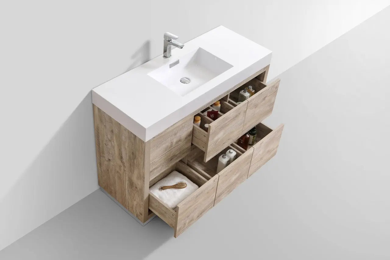 Kube Bath Bliss 48″ Nature Wood Floor Mount Modern Bathroom Vanity - Plumbing Market
