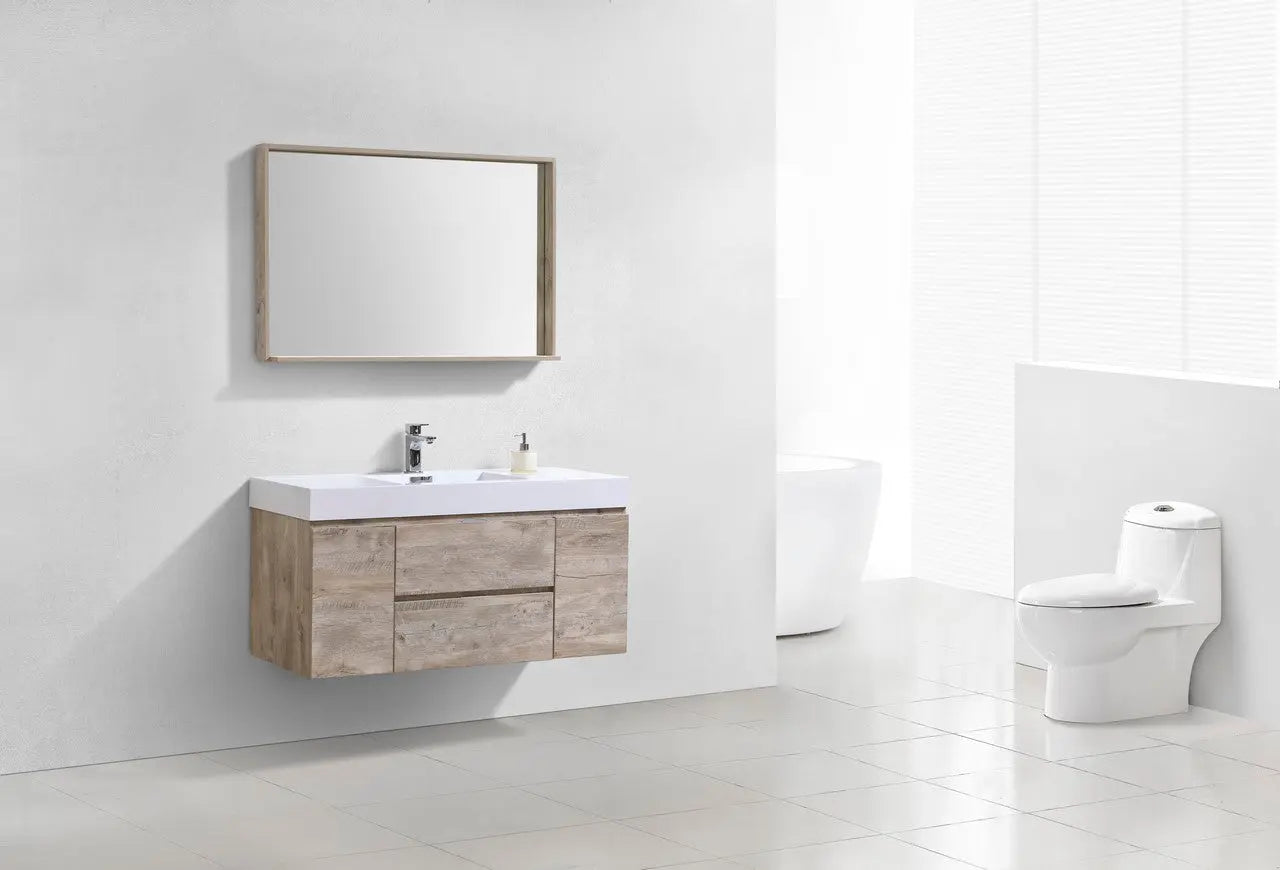Kube Bath Bliss 48″ Nature Wood Wall Mount Single Sink Modern Bathroom Vanity - Plumbing Market