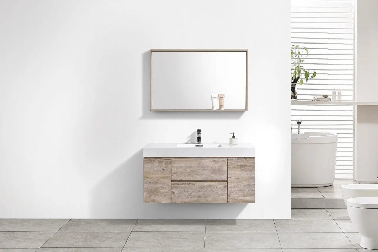 Kube Bath Bliss 48″ Nature Wood Wall Mount Single Sink Modern Bathroom Vanity - Plumbing Market