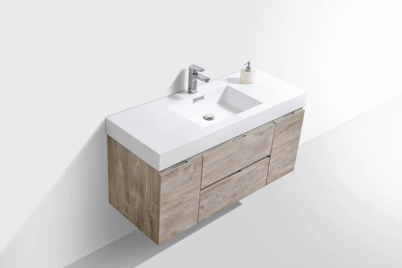 Kube Bath Bliss 48″ Nature Wood Wall Mount Single Sink Modern Bathroom Vanity - Plumbing Market