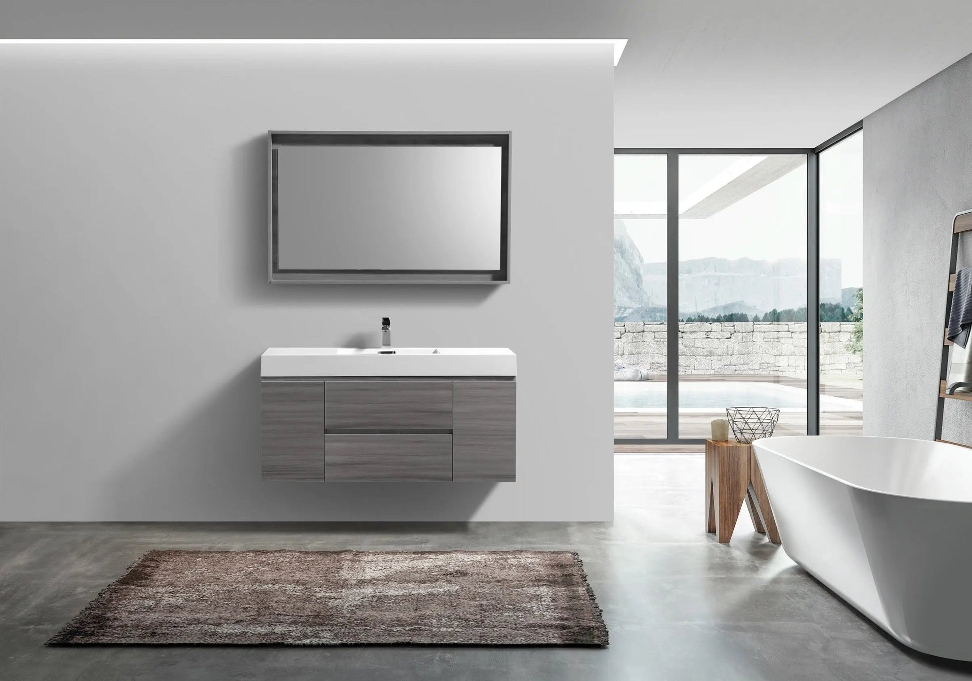 Kube Bath Bliss 48" Vulcan Ash Grey Wall Mount Modern Bathroom Vanity - Plumbing Market