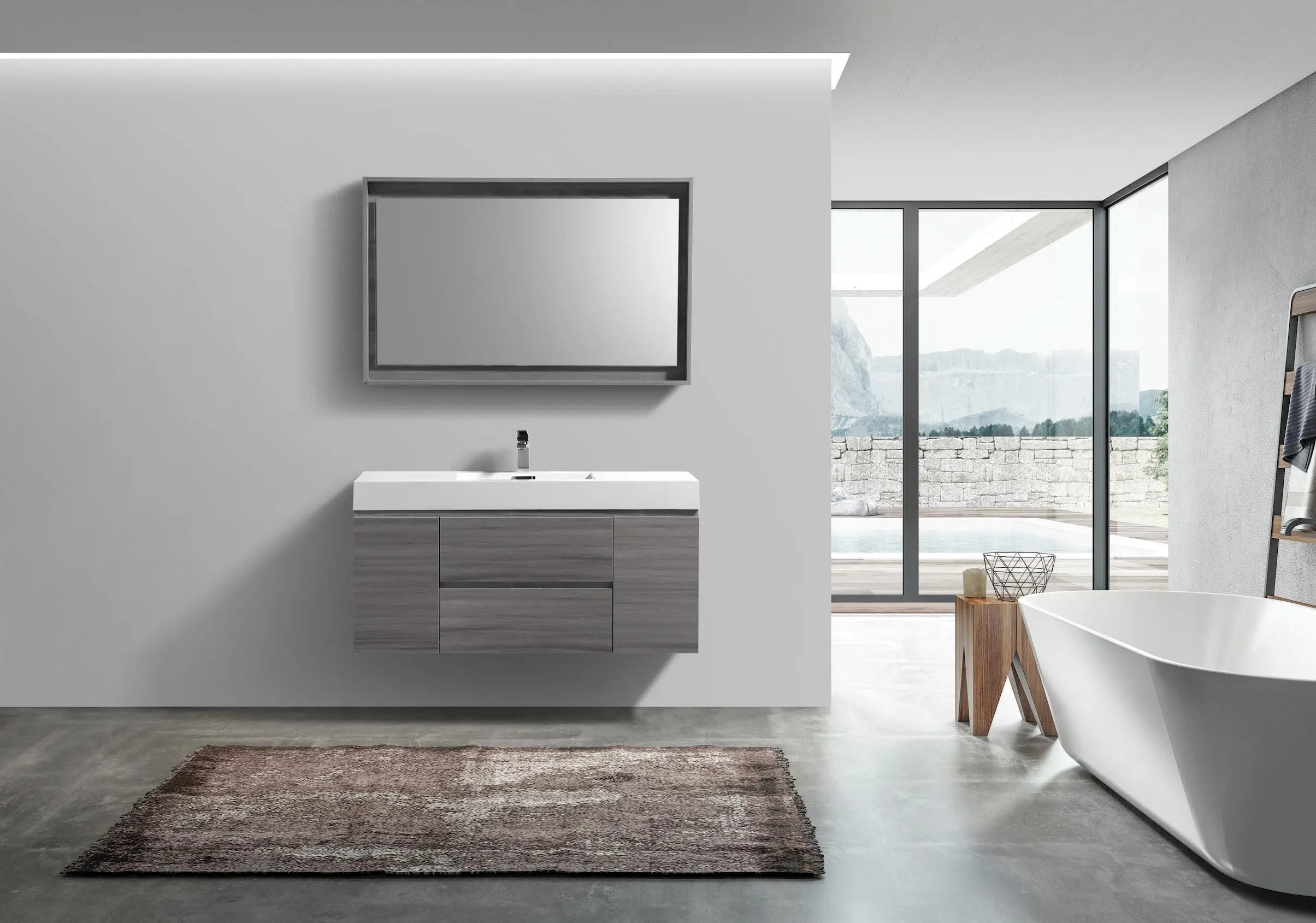 Kube Bath Bliss 48" Vulcan Ash Grey Wall Mount Modern Bathroom Vanity - Plumbing Market