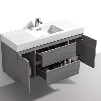 Kube Bath Bliss 48" Vulcan Ash Grey Wall Mount Modern Bathroom Vanity - Plumbing Market