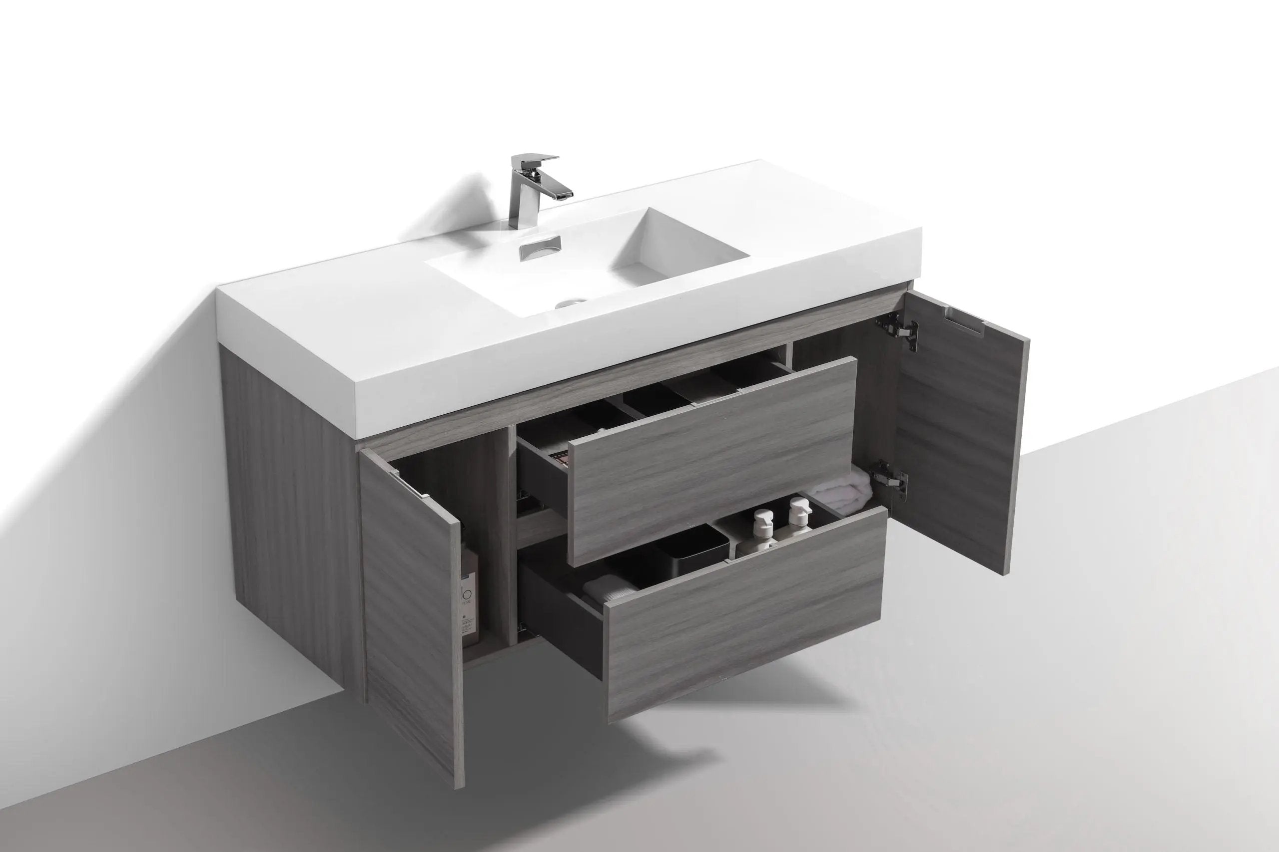 Kube Bath Bliss 48" Vulcan Ash Grey Wall Mount Modern Bathroom Vanity - Plumbing Market