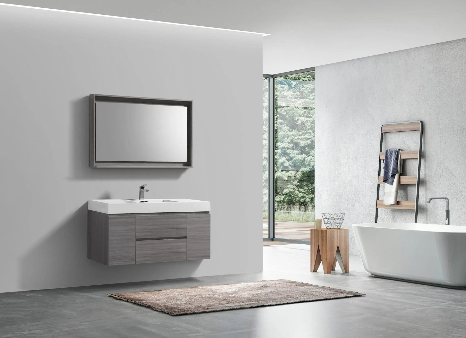 Kube Bath Bliss 48" Vulcan Ash Grey Wall Mount Modern Bathroom Vanity - Plumbing Market
