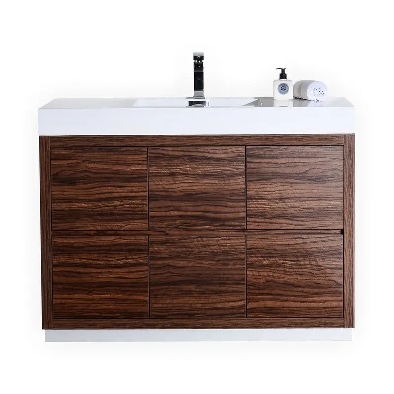 Kube Bath Bliss 48″ Walnut Free Standing Modern Bathroom Vanity - Plumbing Market