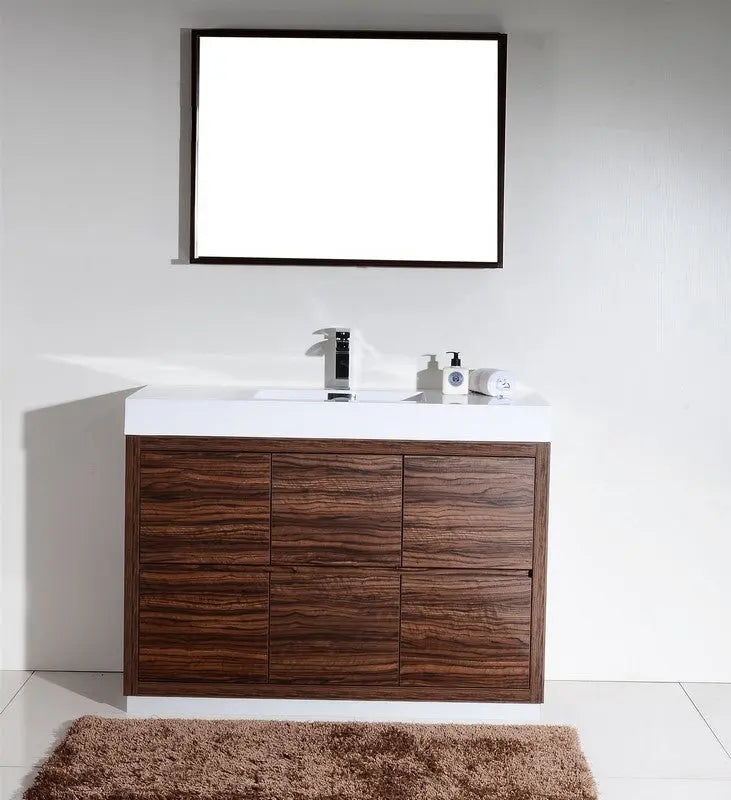 Kube Bath Bliss 48″ Walnut Free Standing Modern Bathroom Vanity - Plumbing Market