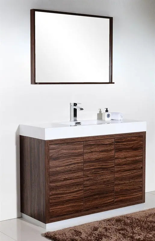 Kube Bath Bliss 48″ Walnut Free Standing Modern Bathroom Vanity - Plumbing Market