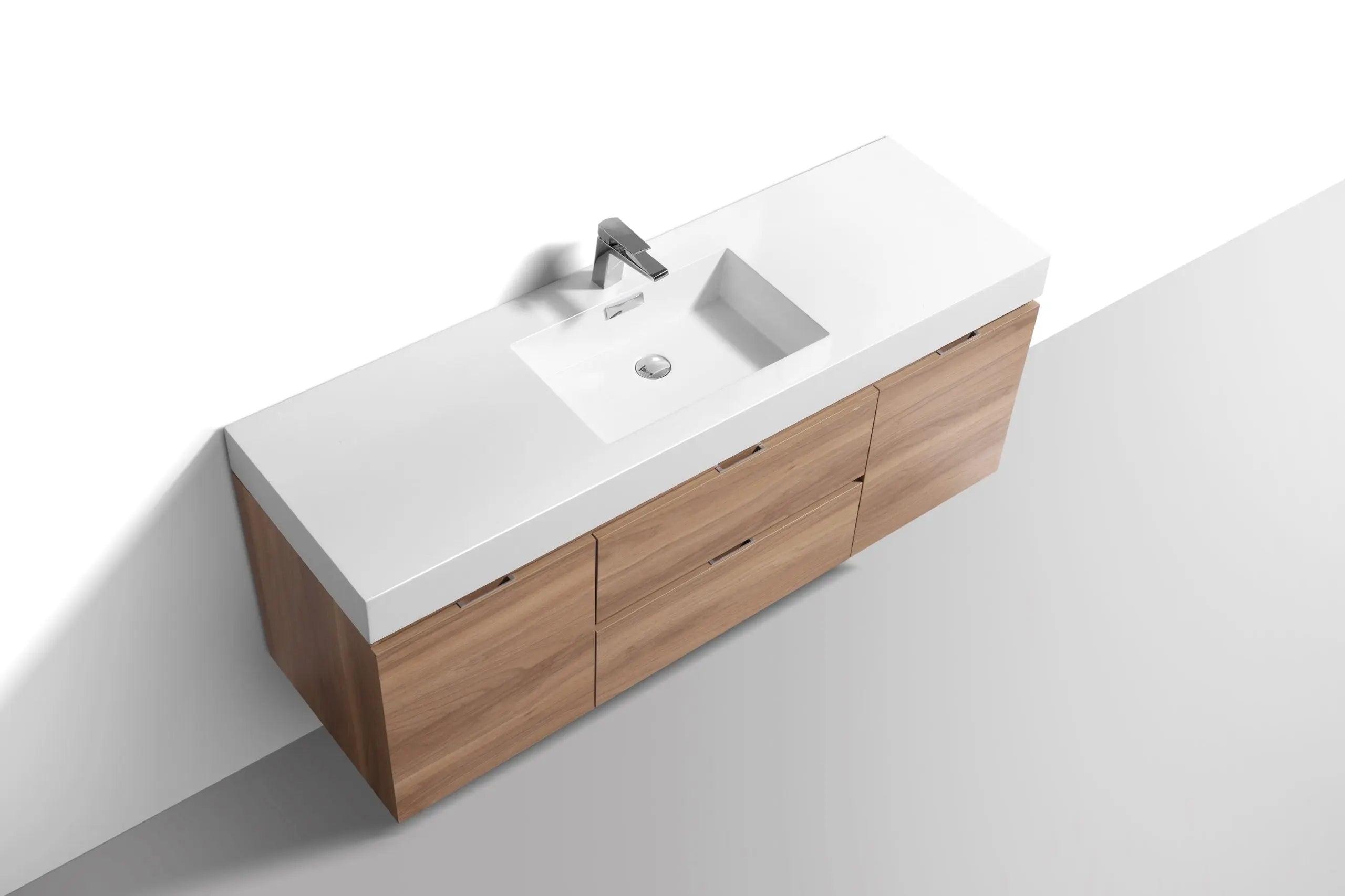 Kube Bath Bliss 60 Inch Honey Oak Wall Hung Bathroom Vanity - Plumbing Market