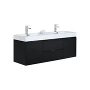 Kube Bath Bliss 60″ Black Wall Mount Double Sink Modern Bathroom Vanity - Plumbing Market