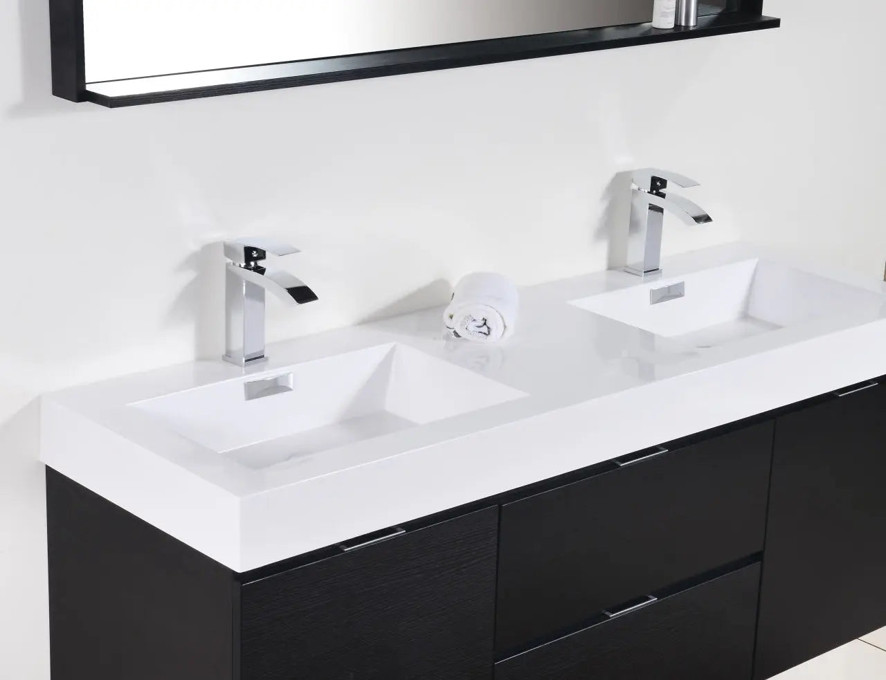 Kube Bath Bliss 60″ Black Wall Mount Double Sink Modern Bathroom Vanity - Plumbing Market