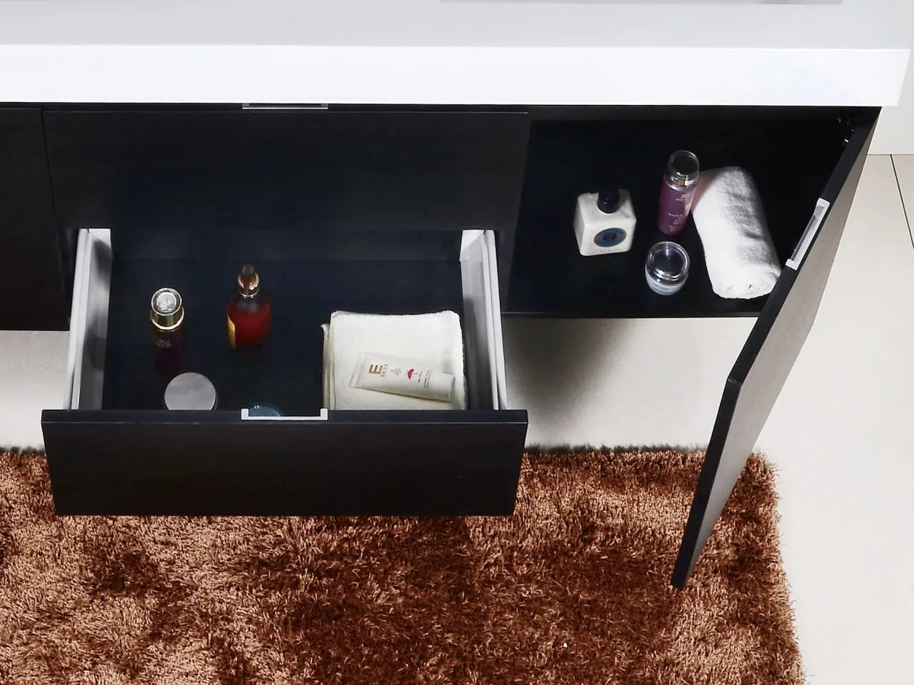 Kube Bath Bliss 60″ Black Wall Mount Double Sink Modern Bathroom Vanity - Plumbing Market