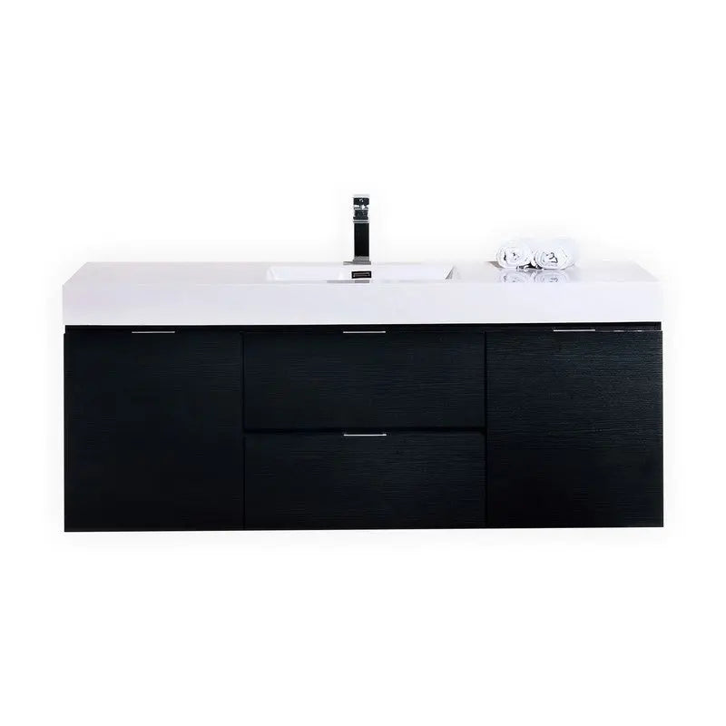 Kube Bath Bliss 60″ Black Wall Mount Single Sink Modern Bathroom Vanity - Plumbing Market