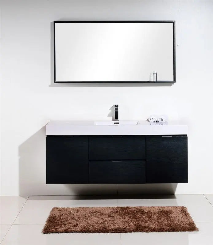 Kube Bath Bliss 60″ Black Wall Mount Single Sink Modern Bathroom Vanity - Plumbing Market