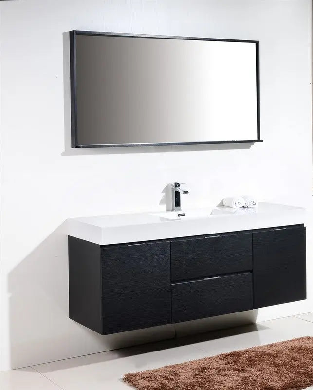 Kube Bath Bliss 60″ Black Wall Mount Single Sink Modern Bathroom Vanity - Plumbing Market