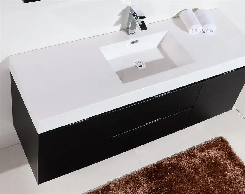 Kube Bath Bliss 60″ Black Wall Mount Single Sink Modern Bathroom Vanity - Plumbing Market