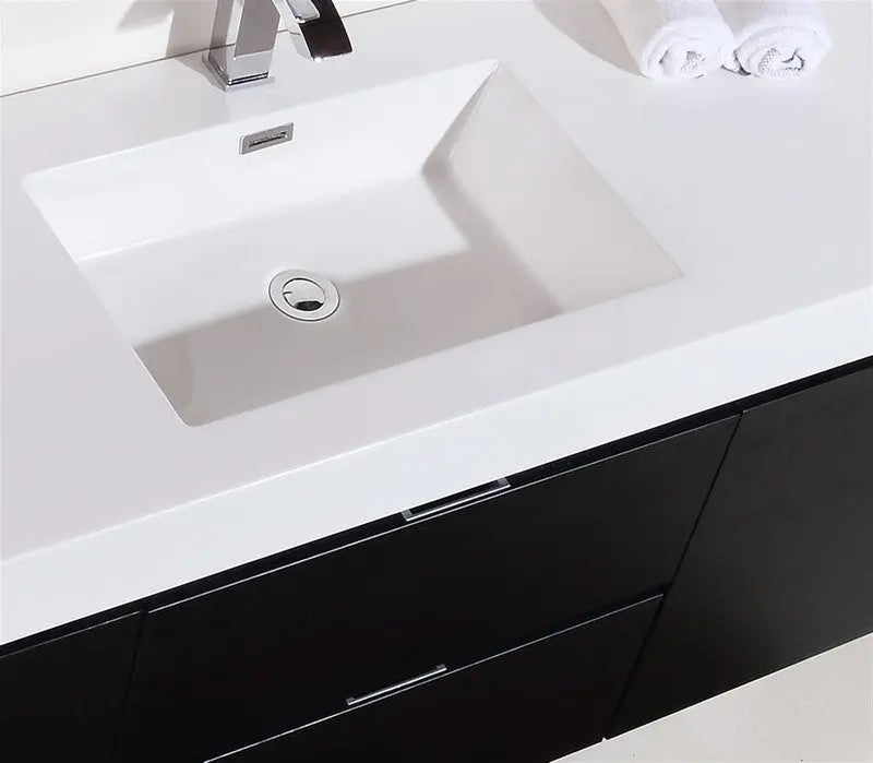 Kube Bath Bliss 60″ Black Wall Mount Single Sink Modern Bathroom Vanity - Plumbing Market
