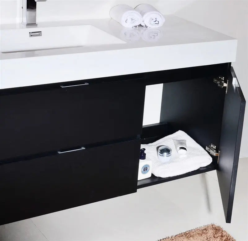Kube Bath Bliss 60″ Black Wall Mount Single Sink Modern Bathroom Vanity - Plumbing Market