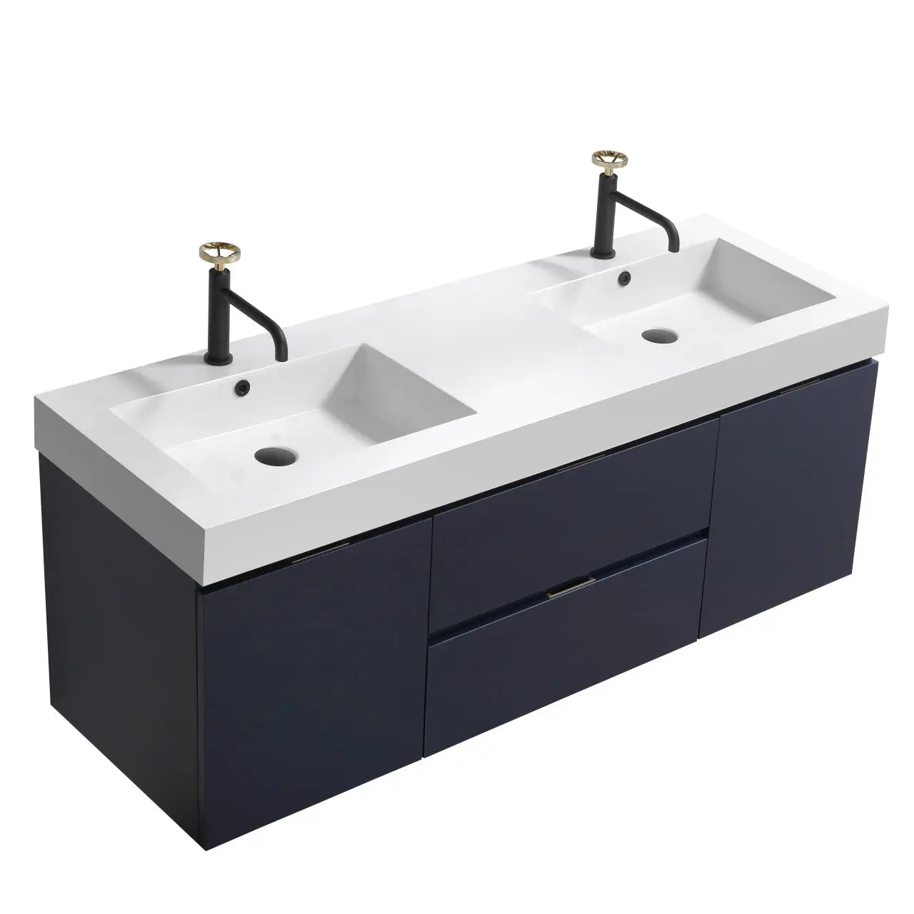 Kube Bath Bliss 60″ Blue Wall Mount Double Sink Modern Bathroom Vanity - Plumbing Market